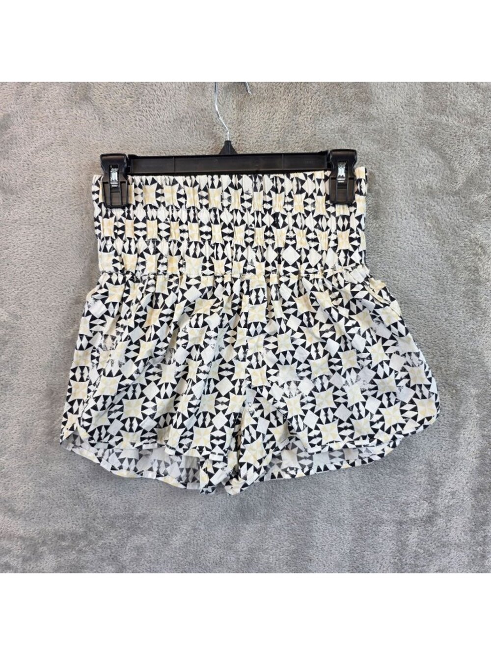 FP Movement Free People Shorts Womens S White Geometric High Rise Elastic Waist